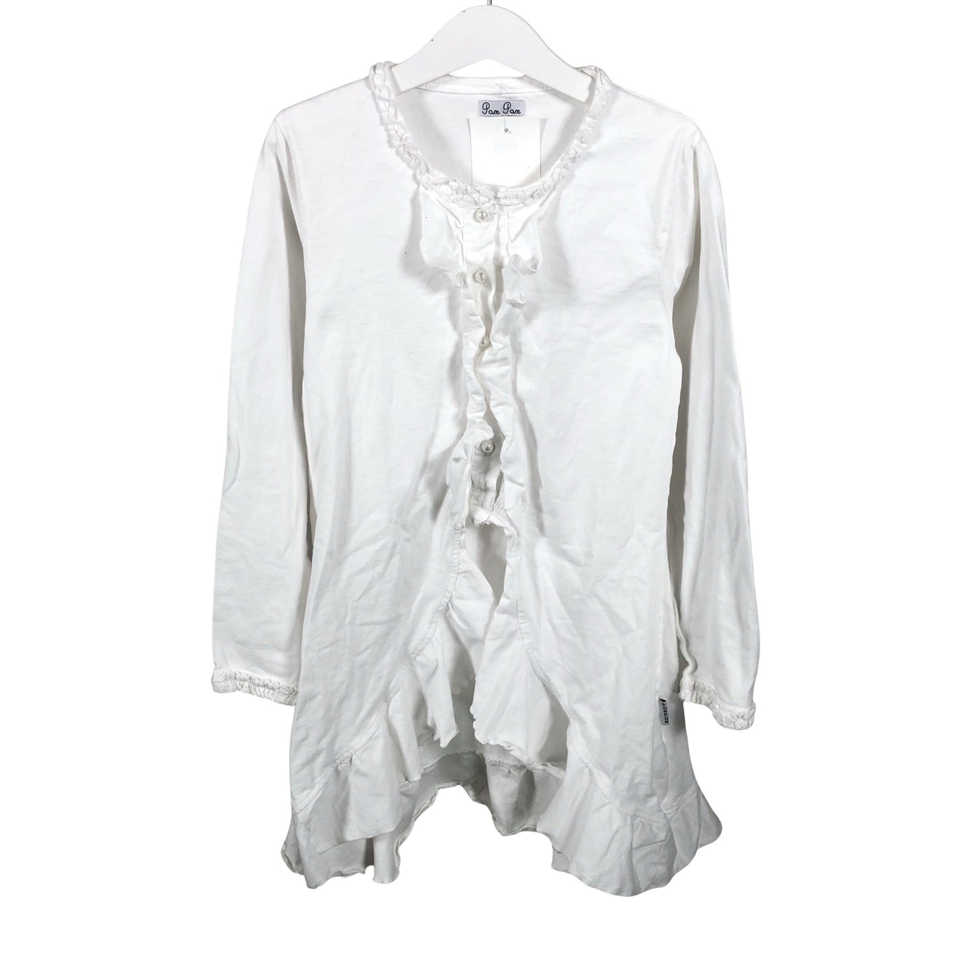 Unisex Pom Pom - Tricot tunic, size 134 - 140 - White (1)