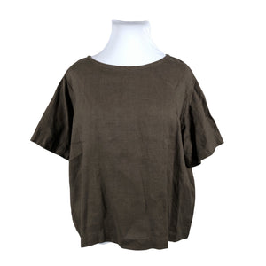 Unisex Handmade - Short-sleeved blouse, size 46 - Brown (1)
