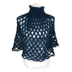 Unisex Handmade - Poncho, size 38 - Blue (1)