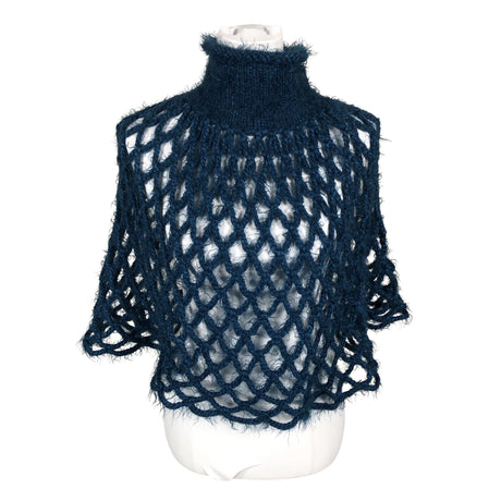 Unisex Handmade - Poncho, size 38 - Blue ()