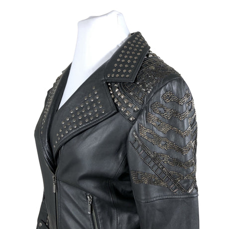 Unisex Nü - Leather jacket, size 42 - Black (2)