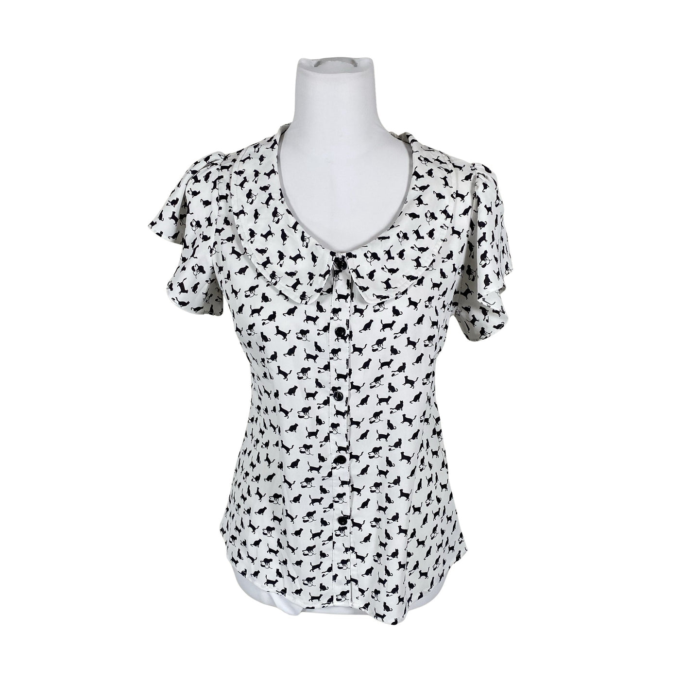 Unisex Voodoo Vixen - Short-sleeved blouse, size 36 - White (1)