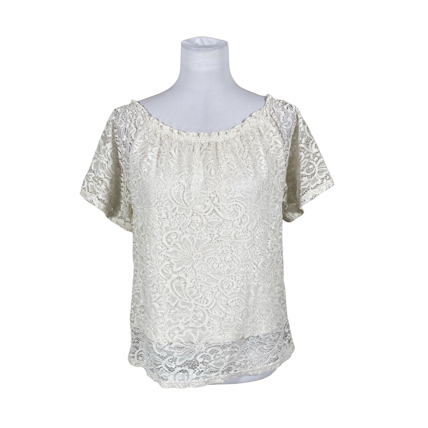 Unisex Free Quent - Short-sleeved blouse, size 36 - Natural white (1)