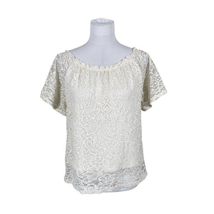 Unisex Free Quent - Short-sleeved blouse, size 36 - Natural white (1)