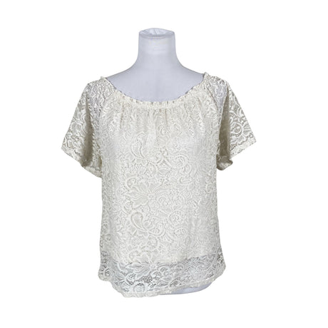 Unisex Free Quent - Short-sleeved blouse, size 36 - Natural white ()