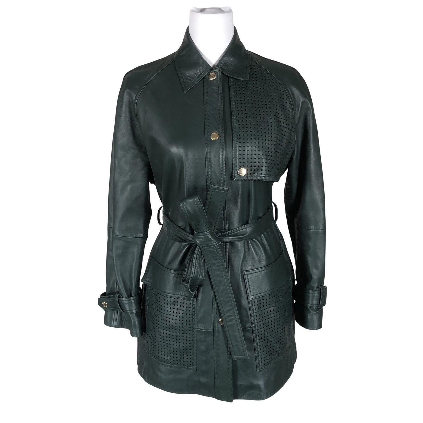 Unisex Hugo Boss - Leather jacket, size 36 - Green (1)