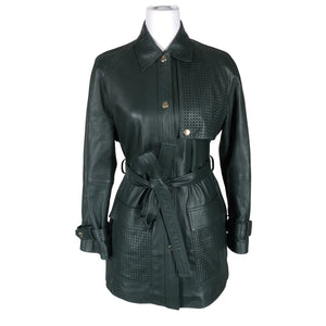 Unisex Hugo Boss - Leather jacket, size 36 - Green (1)