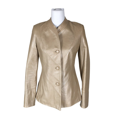 Unisex Friitala - Leather jacket, size 36 - Beige ()
