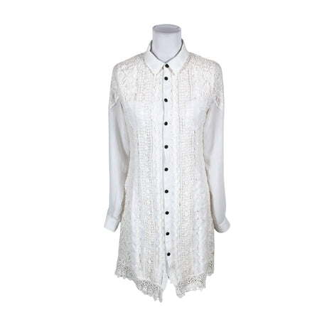 Unisex Cream - Schiffon dress, size 38 - White ()