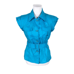 Unisex Vilderson - Short-sleeved blouse, size 38 - Turquoise (1)