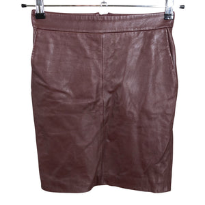 Unisex Selected - Leather skirt, size 34 - Wine red (1)