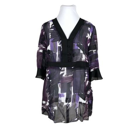 Unisex Ulla Popken - Schiffon tunic, size 46 - Violet ()