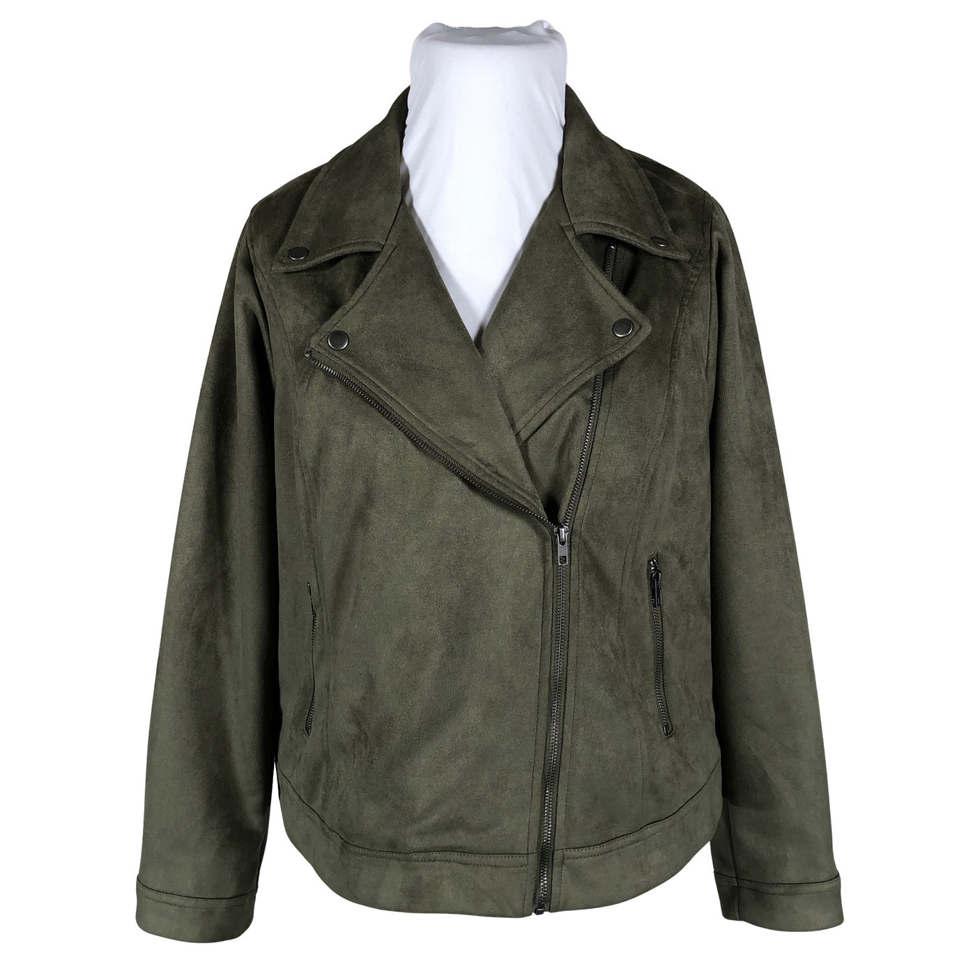 Unisex Zizzi - Leather jacket, size 44 - Green (1)