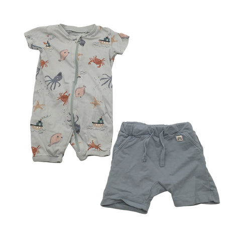 Unisex Lindex - Short overalls, size 62 - 68 - Light blue ()