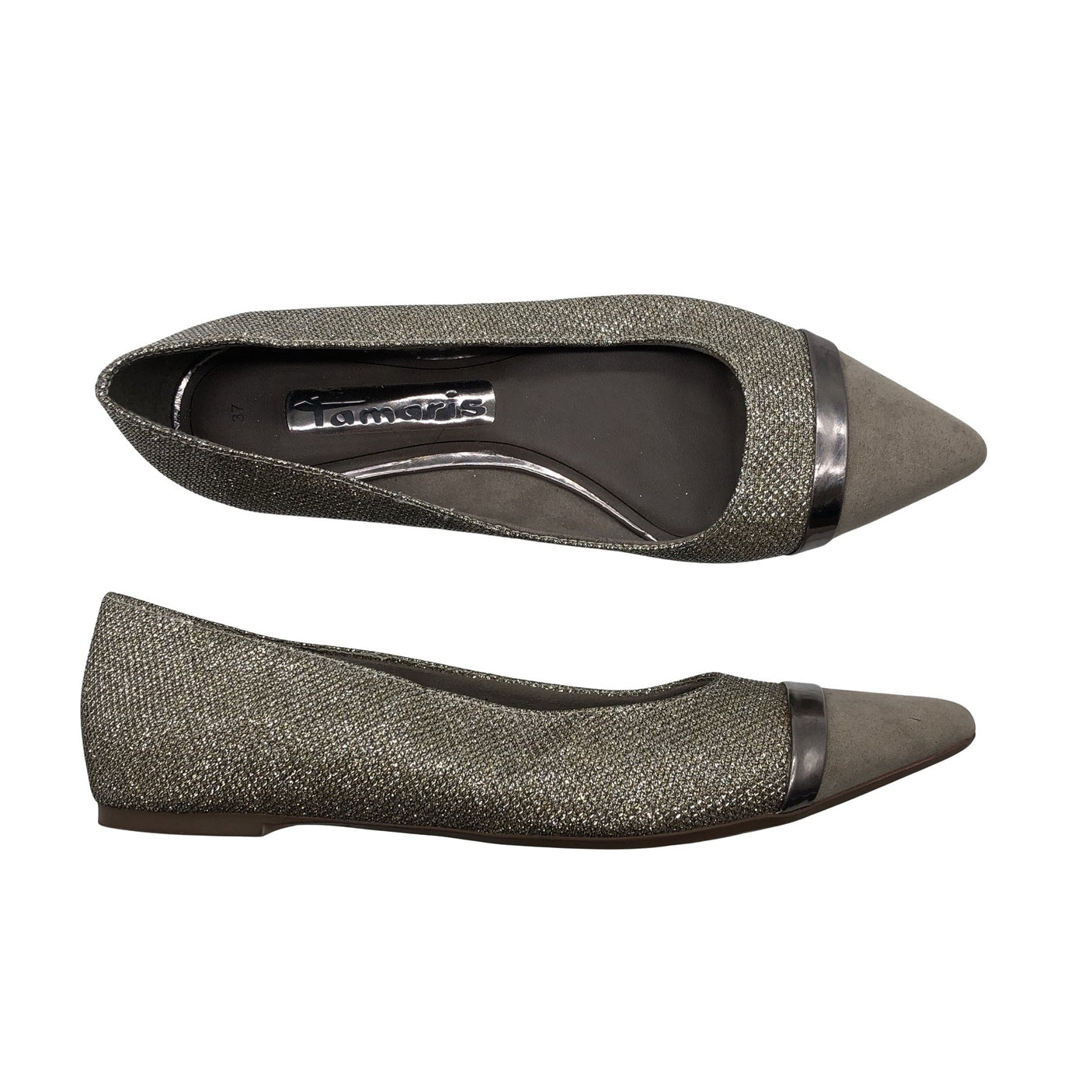 Unisex Tamaris - Festive ballerinas, size 37 - Gold (1)