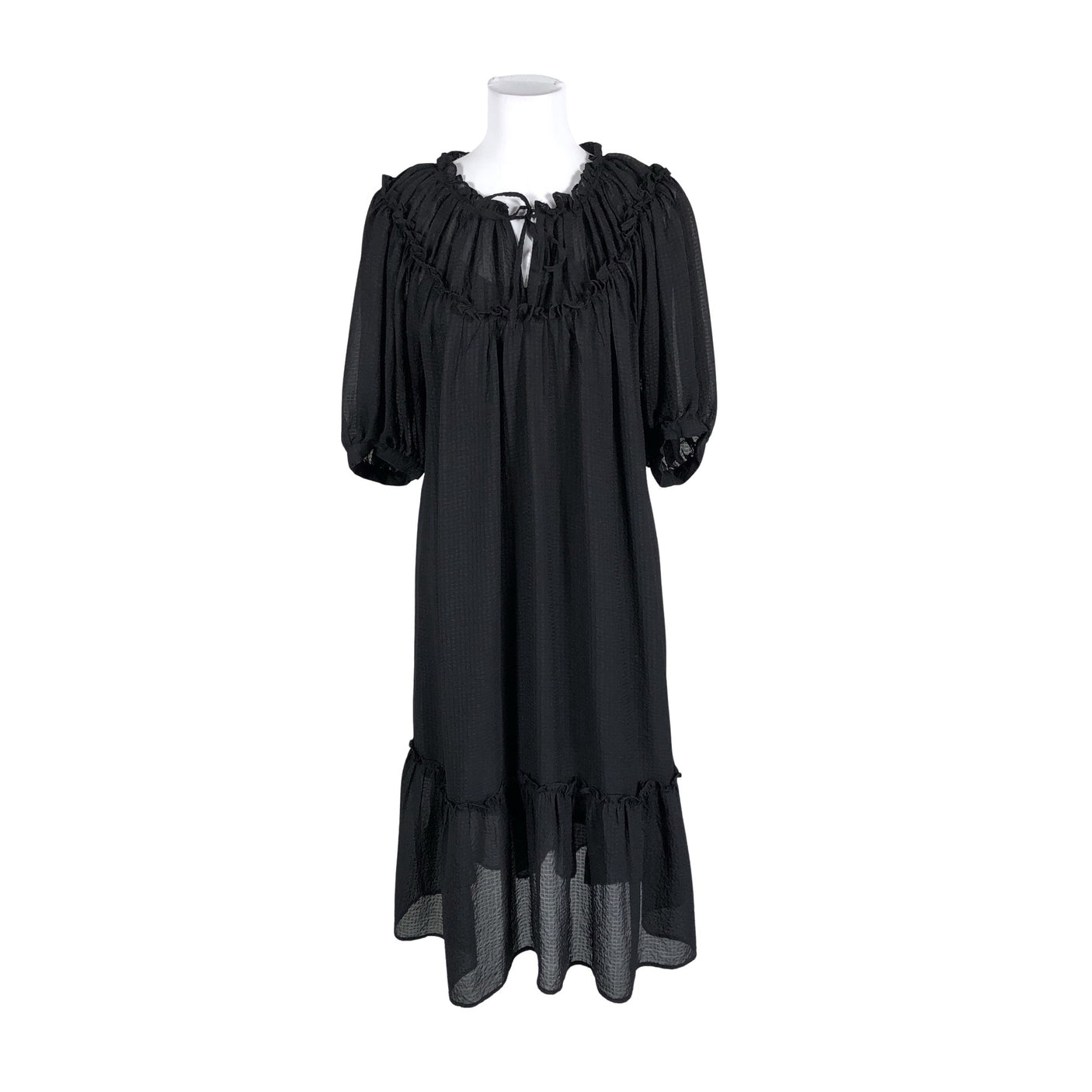 Unisex Lindex - Schiffon dress, size 36 - Black (1)