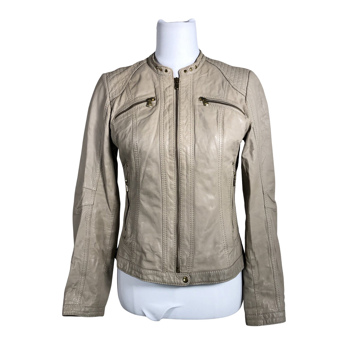Unisex Saki - Leather jacket, size 36 - Beige (1)