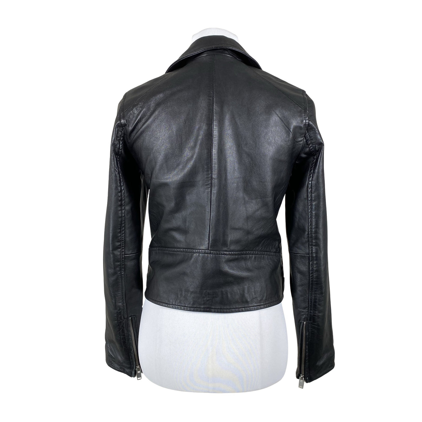 Unisex Selected - Leather jacket, size 34 - Black (2)