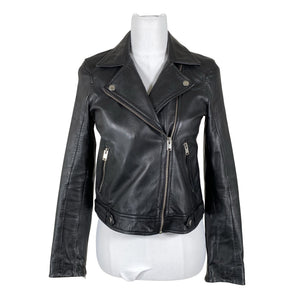 Unisex Selected - Leather jacket, size 34 - Black (1)