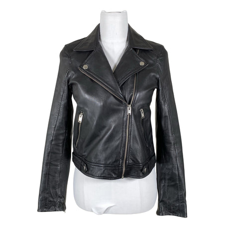Unisex Selected - Leather jacket, size 34 - Black ()