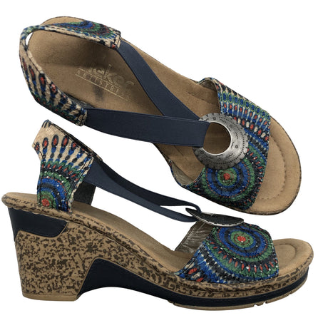 Unisex Rieker - Wedge sandals, size 37 - Blue ()