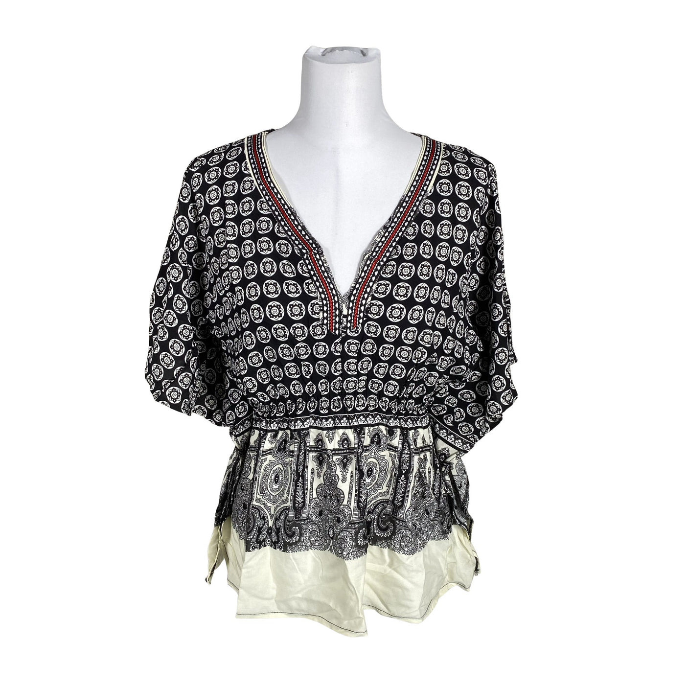 Unisex Bohemiana - Short-sleeved blouse, size 38 - Black (1)