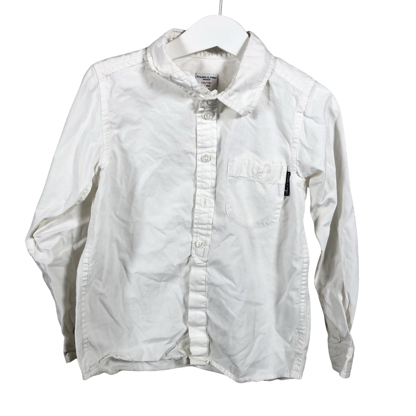 Unisex Polarn O. Pyret - Collared shirt, size 110 - 116 - White (1)