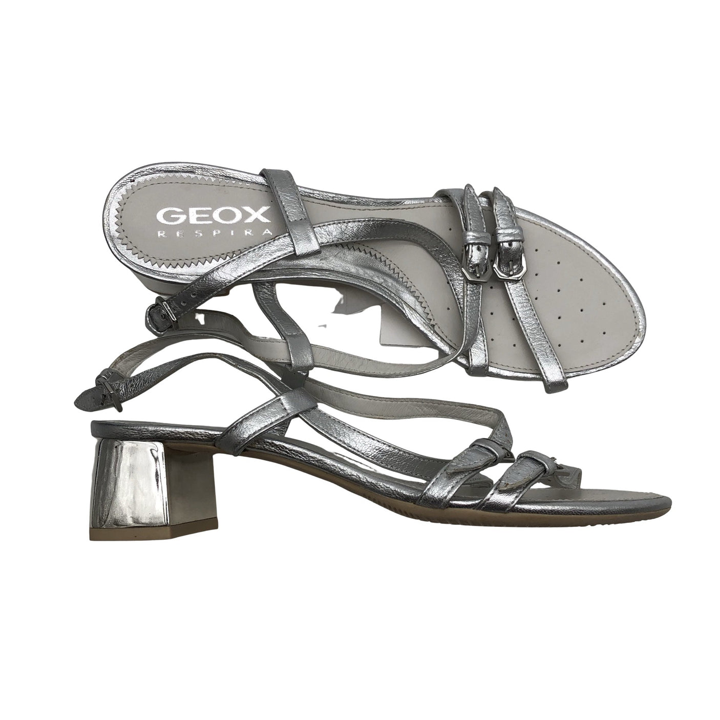 Unisex Geox - Heeled sandals, size 39 - Silver (1)