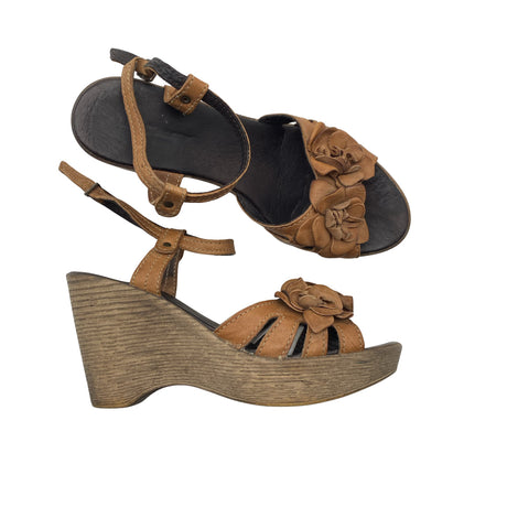 Unisex Ten Points - Wedge sandals, size 39 - Brown ()