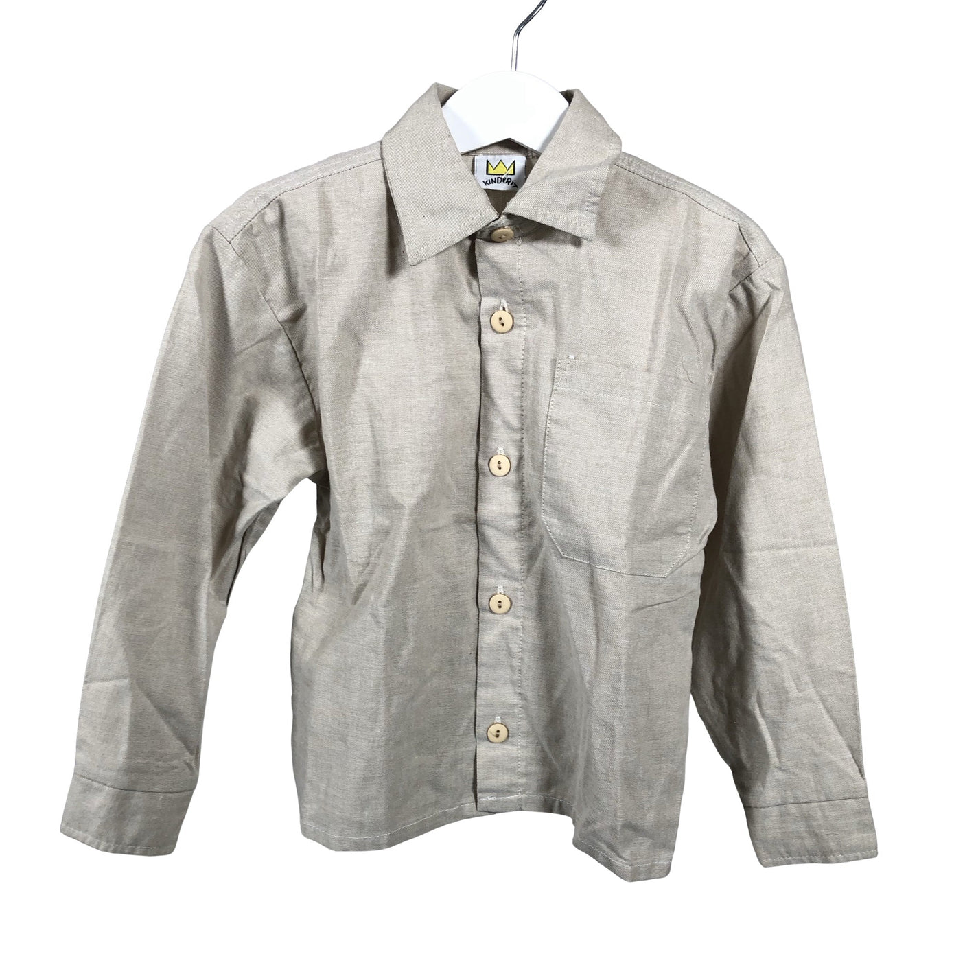 Unisex Kinderit - Collared shirt, size 98 - 104 - Beige (1)