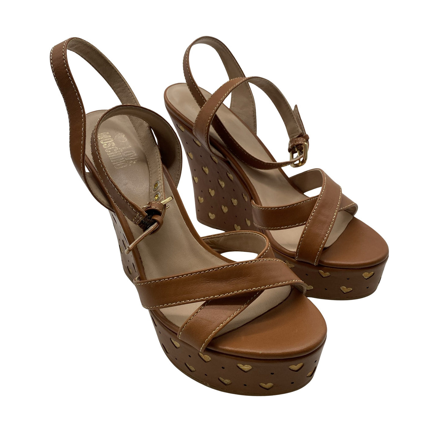 Unisex Love Moschino - Wedge sandals, size 40 - Brown (2)