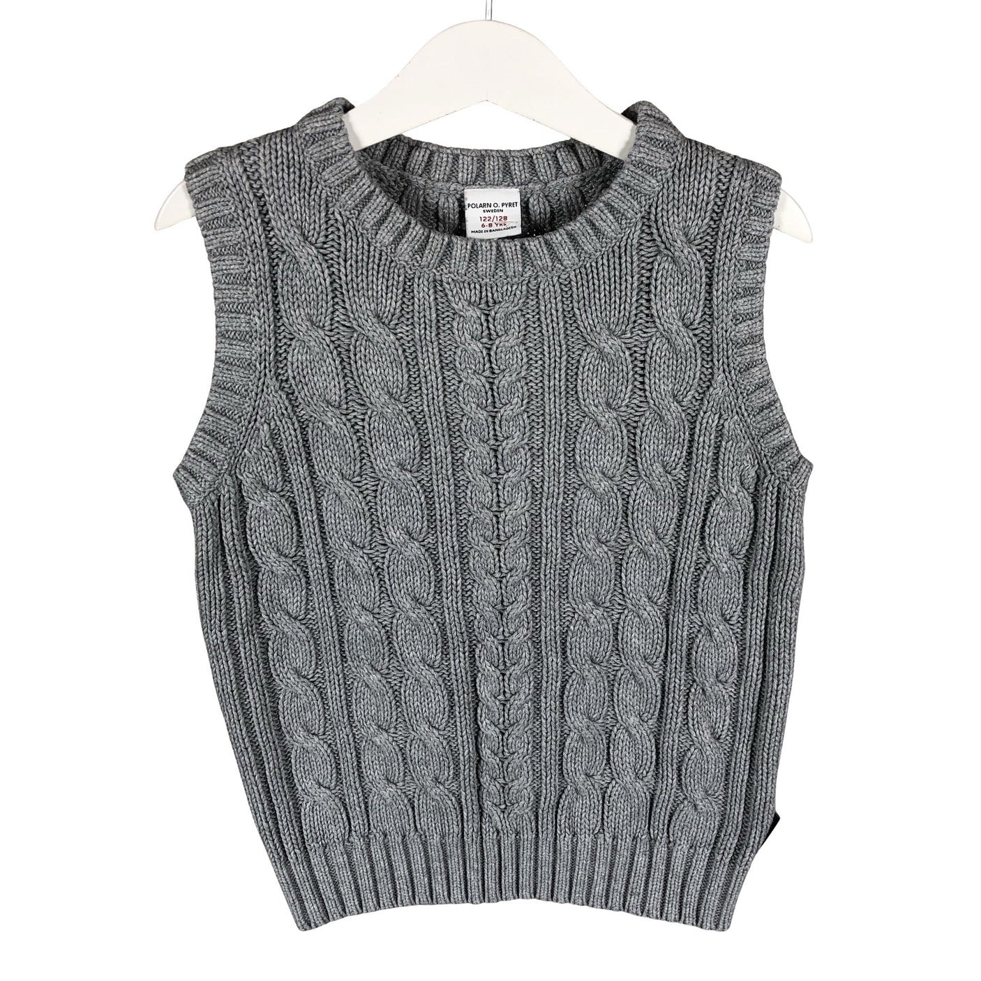 Unisex Polarn O. Pyret - Knit vest, size 122 - 128 - Gray (1)