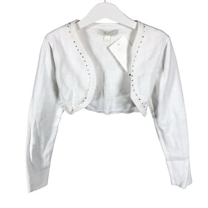 Unisex Mingnelin - Knit bolero jacket, size 134 - 140 - White (1)