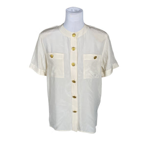 Unisex Stockmann Silk - Short-sleeved blouse, size 34 - Natural white (1)