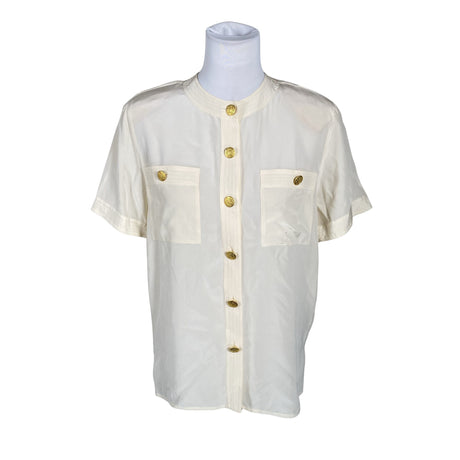 Unisex Stockmann Silk - Short-sleeved blouse, size 34 - Natural white ()