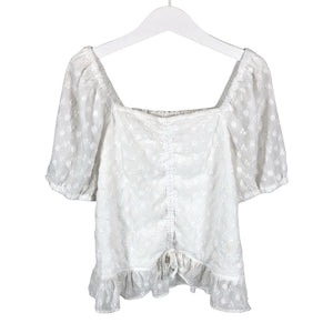 Unisex Lindex - Short-sleeved blouse, size 146 - 152 - White (1)