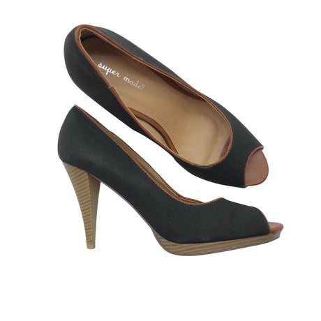 Unisex Super Mode - Open toe high heel shoes, size 40 - Black ()