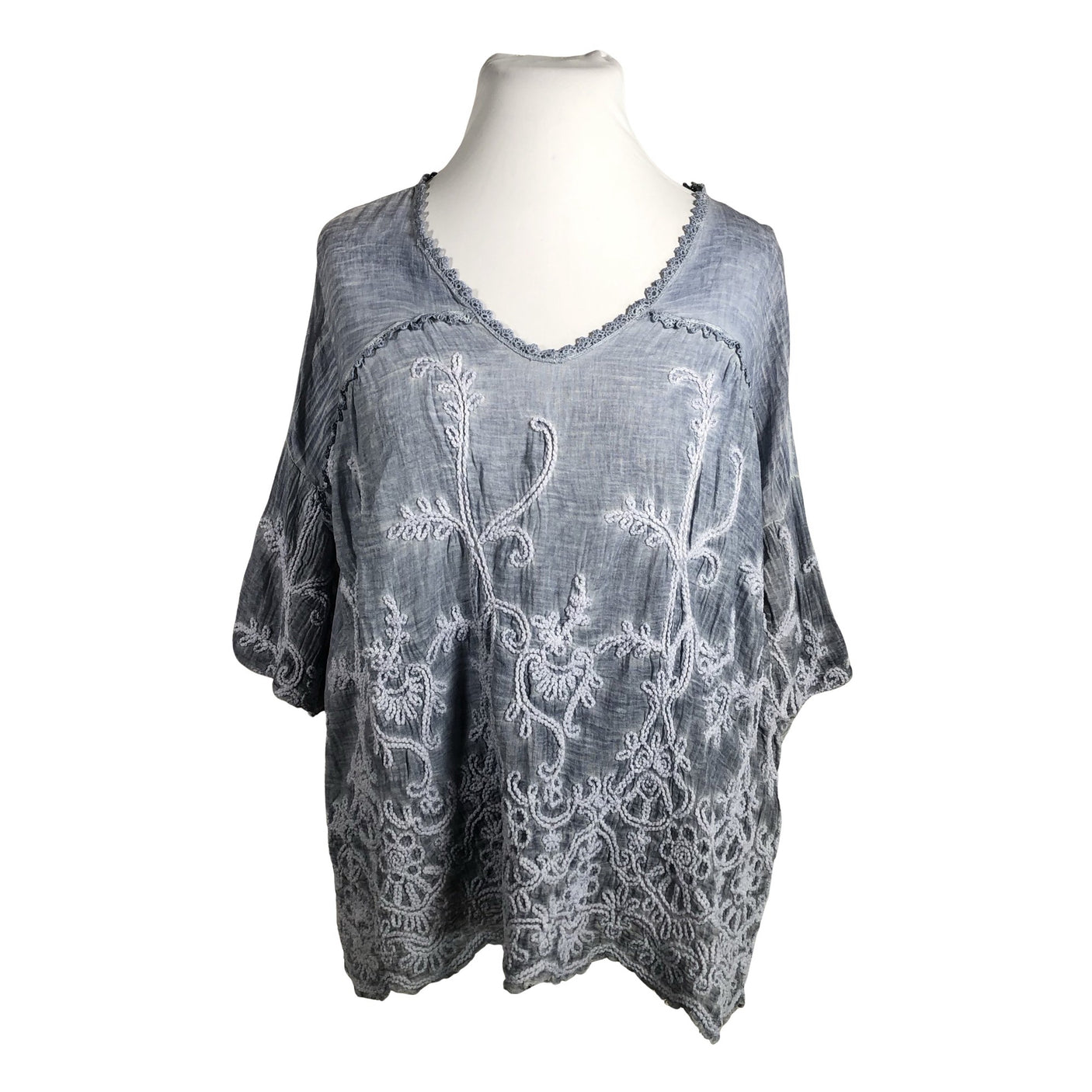 Unisex Bohemiana - Short-sleeved blouse, size 44 - Light blue (1)