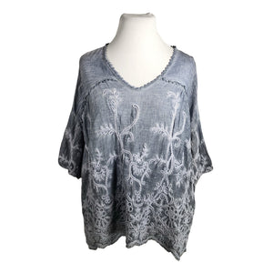 Unisex Bohemiana - Short-sleeved blouse, size 44 - Light blue (1)
