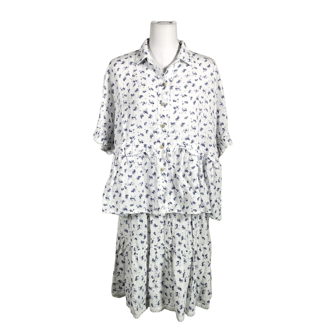 Unisex Bohemiana - Short-sleeved blouse, size 38 - White (1)