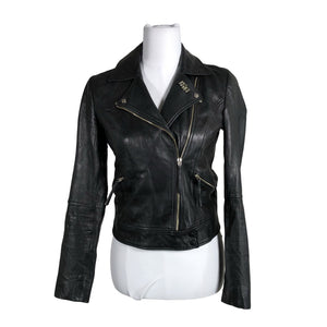 Unisex Massimo Dutti - Leather jacket, size 34 - Black (1)