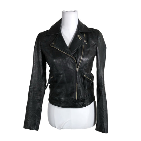 Unisex Massimo Dutti - Leather jacket, size 34 - Black ()