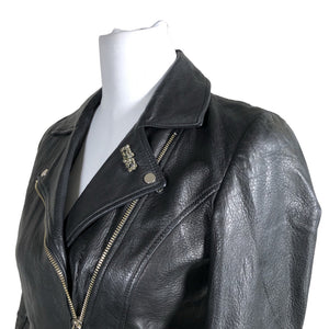 Unisex Massimo Dutti - Leather jacket, size 34 - Black (2)