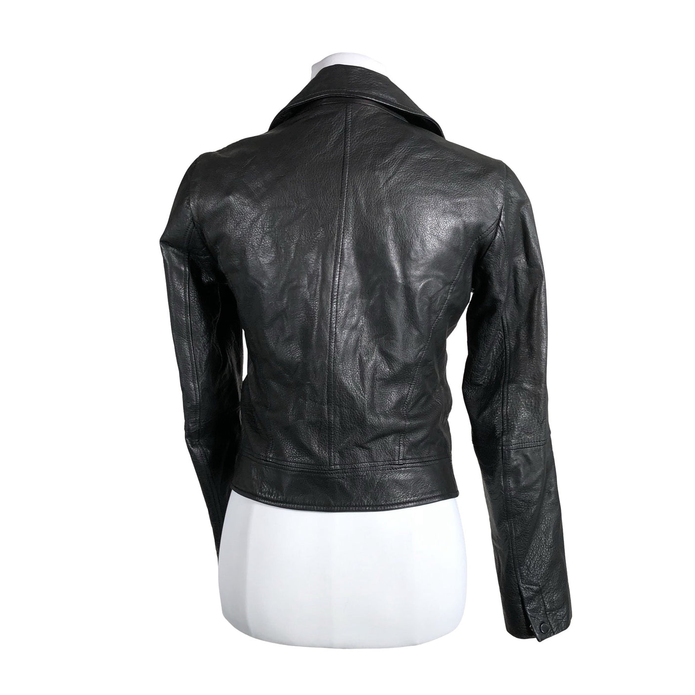 Unisex Massimo Dutti - Leather jacket, size 34 - Black (3)