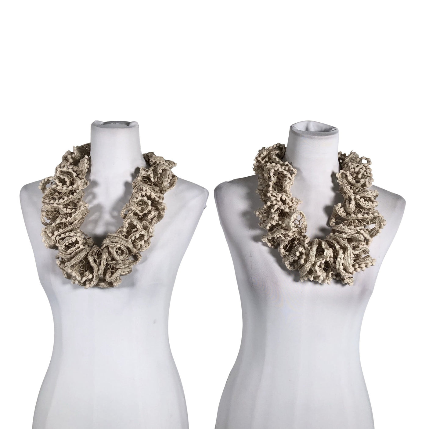 Unisex Handmade - Circle scarf, size Midi - Beige (2)