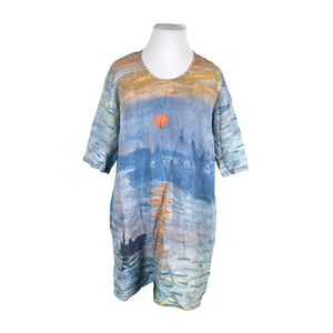 Unisex Prints on Linen - Dress, size 48 - Light blue (1)