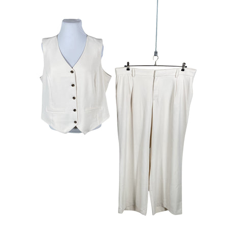 Unisex Lands' End - Straight leg trousers, size 52 - Natural white ()