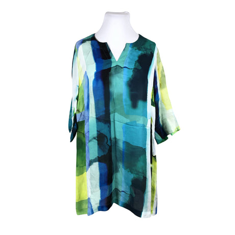 Unisex Ulla Popken - Schiffon tunic, size 46 - Blue ()