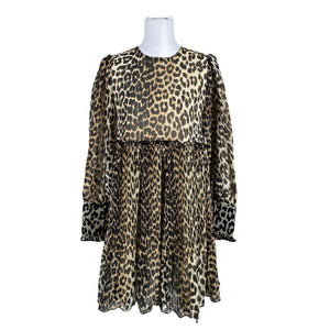 Unisex Ganni - Schiffon dress, size 38 - Brown (1)