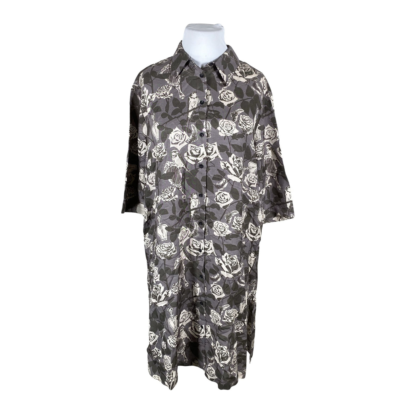 Unisex Ulla Popken - Schiffon dress, size 44 - Gray (1)
